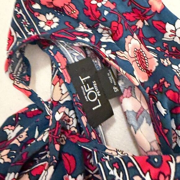 Loft Romper Women's Petite Small Sleeveless Ruffle Boho Printed Casual - Picture 7 of 8